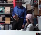 Sexy teen thief suspected and fucked by a security guard