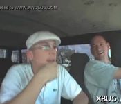 Nasty beauty flirts with a dude in a bang bus and fucks hard